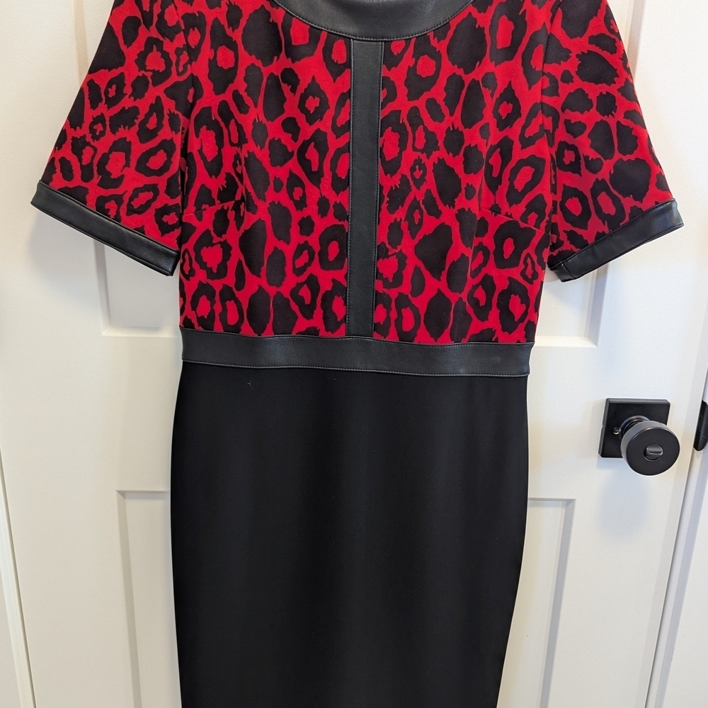 Joseph Ribkoff Red and Black Leopard Dress - Picture 2 of 7